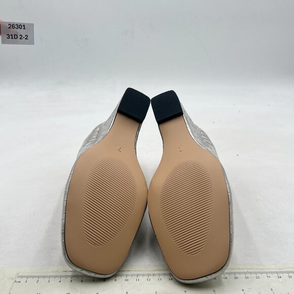 YDN Silver Braid Pumps Wedge High Heels Closed Square Toe Slip On Dressy Shoes - Picture 7 of 8